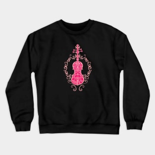 Intricate Pink Tribal Violin Design Crewneck Sweatshirt